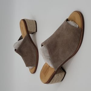 Soludos Capri Suede Leather Block Heel Sandals Slide On Taupe Size 8